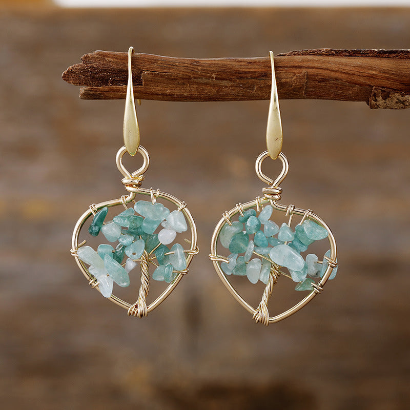 Natural Crystal Lucky Tree Eardrop Earring Earrings Popular Ornament