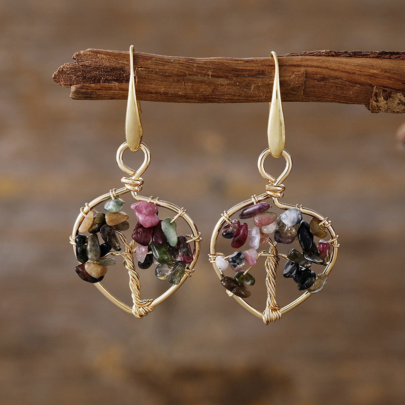 Natural Crystal Lucky Tree Eardrop Earring Earrings Popular Ornament