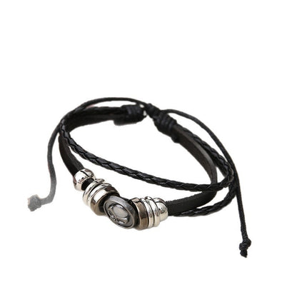Punk Leather Bracelet Men's Hand Decoration Alloy Bracelet Fashion Woven Skull