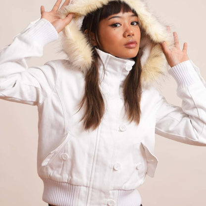 American Detachable Short Fur Collar Hooded PNE-piece Suit Jacket Coat