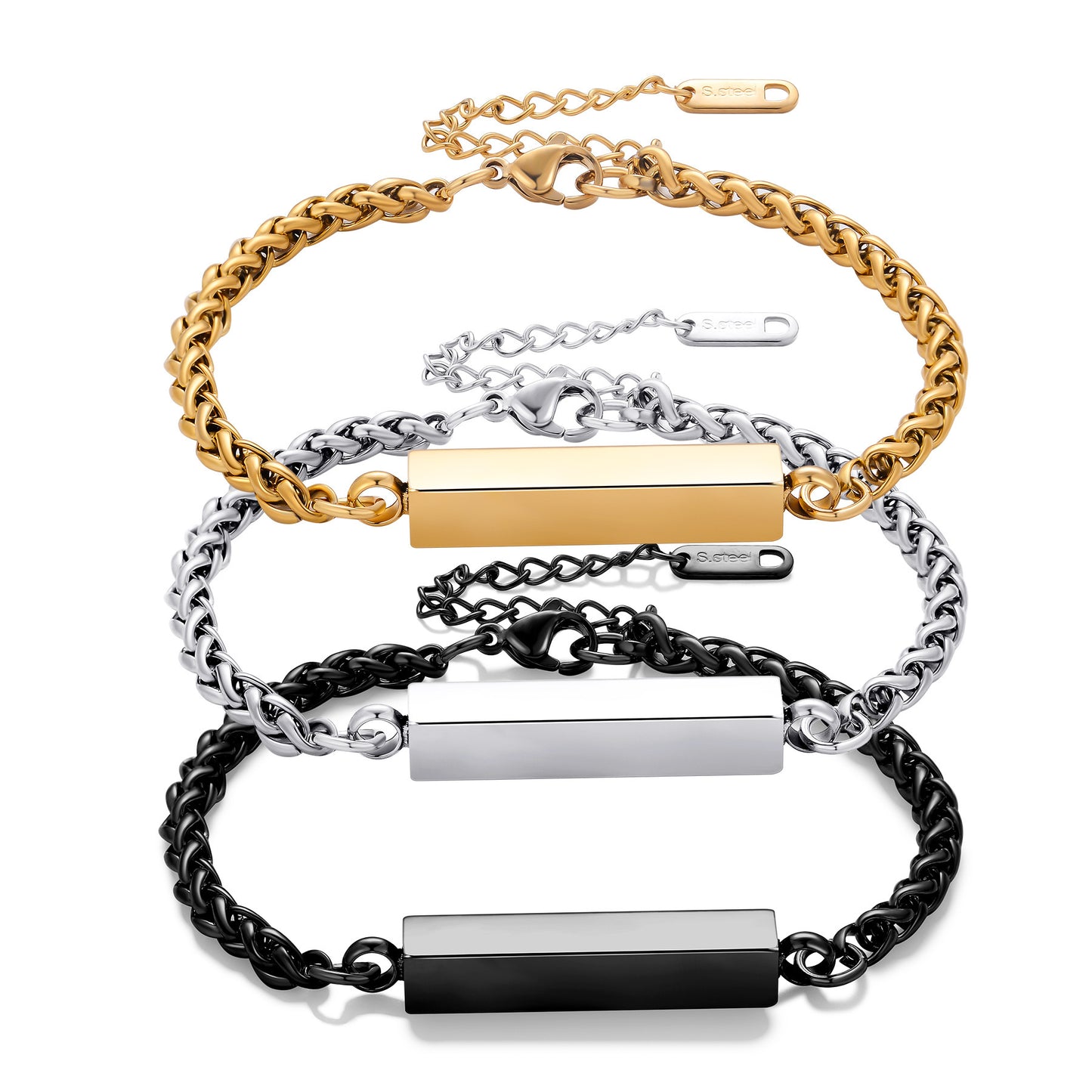 Stainless Steel Rectangular Column Bracelet Unisex