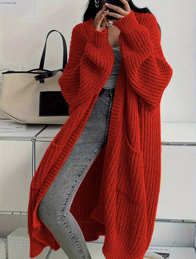Long Sweater Coat Loose Long-sleeved Knitted Cardigan