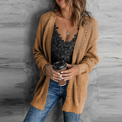 Knitwear Loose Large Size Mid-length Split Cardigan Sweater