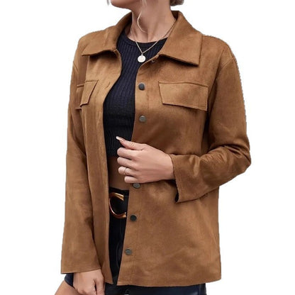 All-match Leather Cardigan Slim-fit Jacket Women